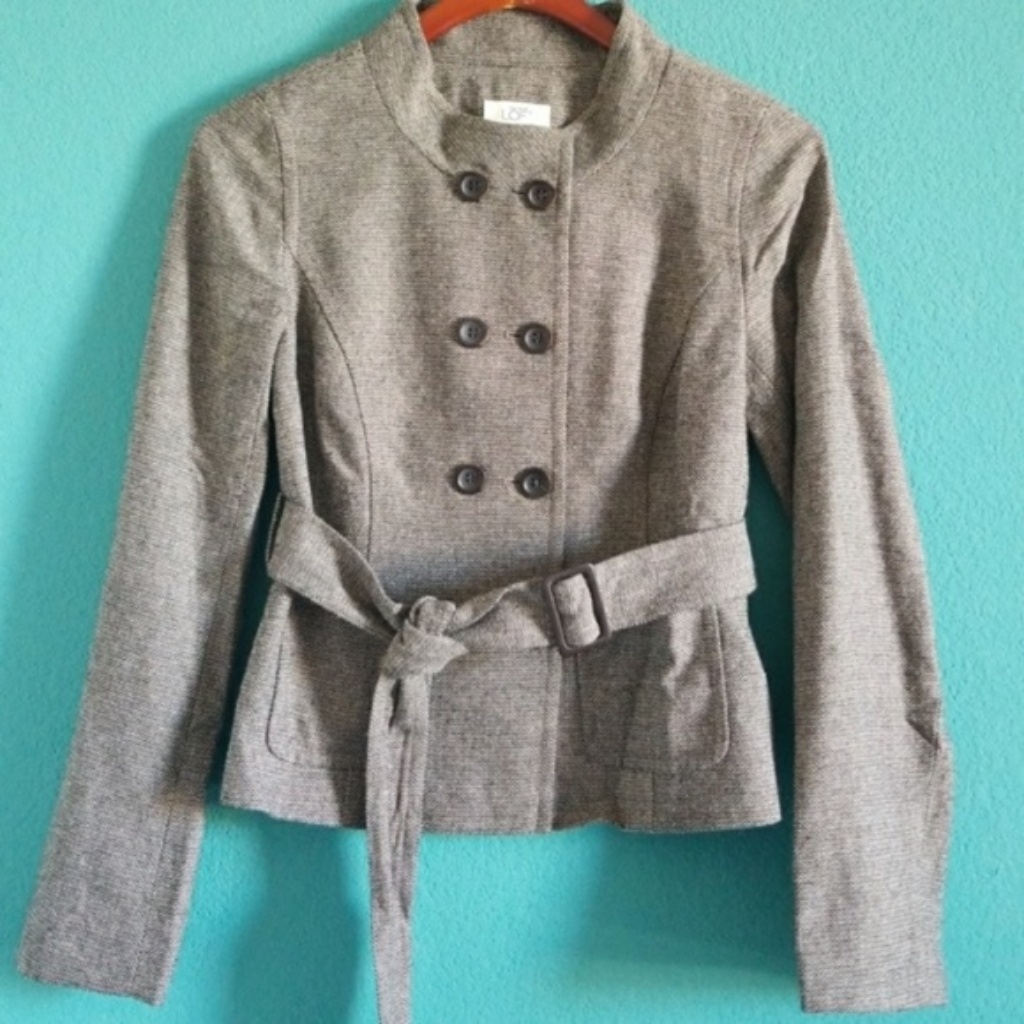{Loft} Ann Taylor Brown Wool 2-Piece Belted Tweed Pants Suit